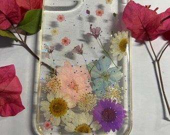 Coque de portable fleurs pressées branches de fleurs pour iPhone 15 Pro Max