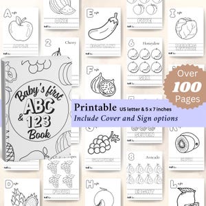 100 Pages Fruit ABC 123 Baby Shower Coloring Book Baby Shower Games Printable Coloring Baby Shower Activity Keepsake PDF