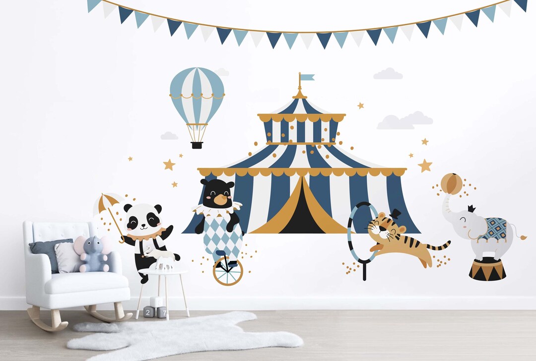 Animal Circus Wall Decals: Soft Tone Nursery Decor, Kids Room Art - Etsy
