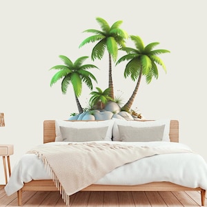 Palm tree wall decal Tropical wall stickers Removable Vinyl Sticker for Beachy Home Decor Modern Tropical Wall Art for bedroom or nursery