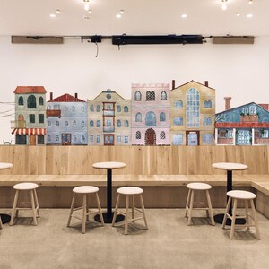 Watercolor Houses Wall Decal: European Buildings, Kids Room Decor