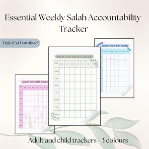 Utskrivbar islamisk Salah-tabell för barn och vuxna, daglig Salah-tracker, Koran, Salah-tabell, bönetracker, beteendetabell, islamisk livsstil, A4