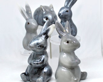 Resin Rabbit Figure The Grays- Rabbit Decor- Bunny Rabbit Paperweight- Bunny Resin Figure- Bunny Sculpture- Handmade Bunny Rabbit Decor