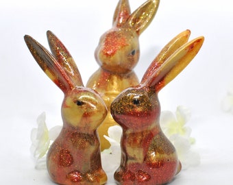 Autumn Resin Rabbit Figures- Rabbit Decor- Bunny Rabbit Paperweight- Bunny Resin Figure- Bunny Sculpture- Handmade Bunny Rabbit Decor