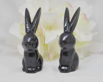 Black Resin Bunny Figurine- Rabbit Resin Figure- Bunny Sculpture- Handmade Bunny Rabbit Decor- Rabbit Decor- Best Friend Christmas Gift