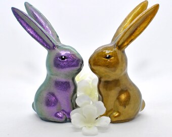 Long Ear Rabbit Decor- Bunny Resin Paperweight- Rabbit Resin Figure- Bunny Sculpture- Handmade Bunny Rabbit Decor- Resin Art- Bunny Decor