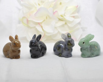 Small Resin Bunny Figurine- Black Rabbit Statue-Brown Bunny Resin Art- Gray Bunny Rabbit- Jade Green Bunny Sculpture- Gift for Bunmom