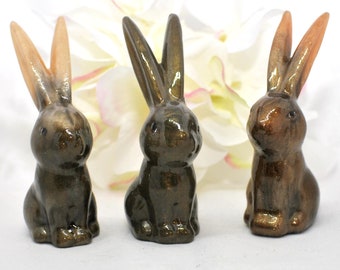 Bunny Resin Figurine Rabbit - Brown Rabbit Resin Figure- Coffee Brown Bunny Sculpture- Handmade Bunny Rabbit Decor- Bunny Rabbit Christmas