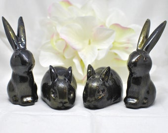 Gold and Black Resin Bunny Rabbit Figure- Bunny Sculpture- Handmade Bunny Rabbit Decor- Bunny Rabbit Memorial Gift- Christmas Gift Bunmom