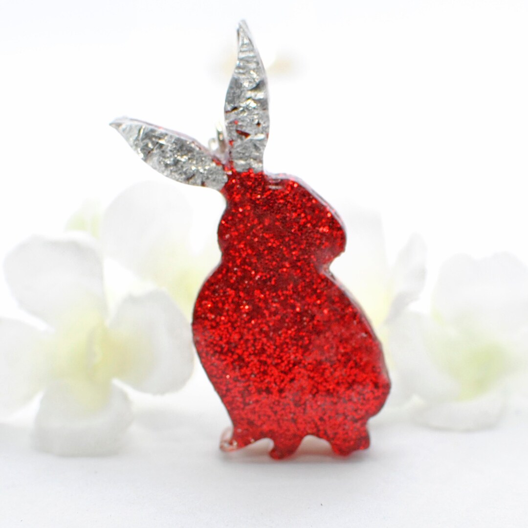 Red Bunny Necklace Ruby Sparkly Red Rabbit Jewelry Cute Bunny Pendant ...