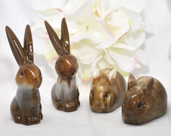 Brown and Cream Resin Bunny Decor- Rabbit Resin Figure- Brown Bunny Sculpture- Handmade Gift Bunny Rabbit Decor- Christmas gift for BunMom