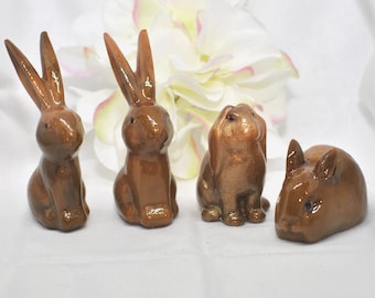 Caramel Brown Bunny Figurine- Cute Handmade Resin Bunny- Brown Bunny Sculpture- Handmade Gift Bunny Rabbit Decor- Lop Bunny Rabbit Art Decor