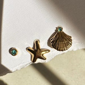 Beach Stud Earrings | Beach Earrings | Earrings Set | Beach Jewelry | Beach Jewellery | Stainless steel Earrings | Starfish Shell Earrings