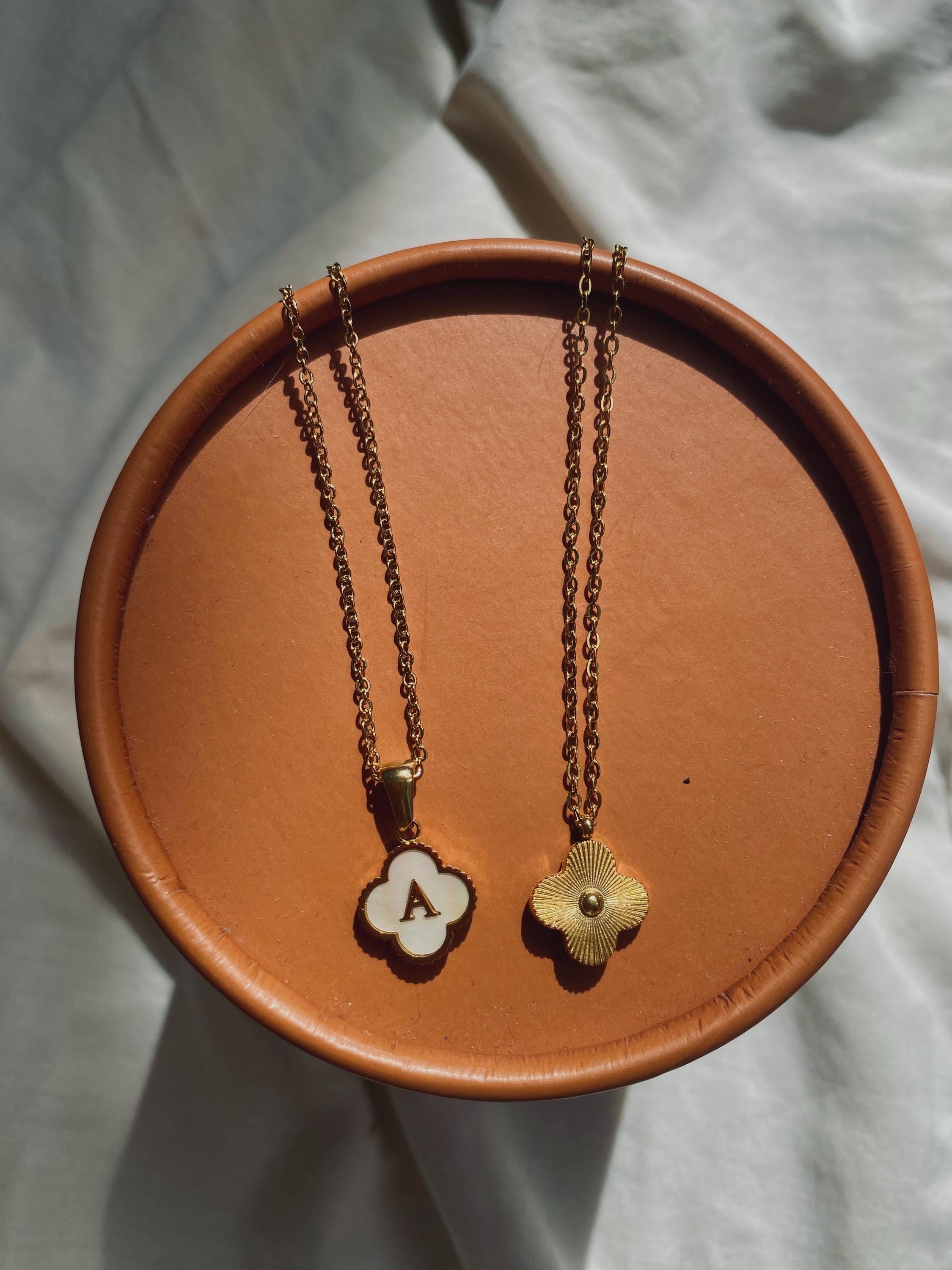 Inlaid Shell Pendant | Clover Pendant | Initial Pendant
