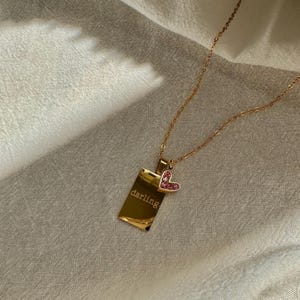 Gold Anhänger Halskette | Goldkette mit Gravur | 18k vergoldet Halskette | Edelstahl Halskette | süße Kette mit Anhänger