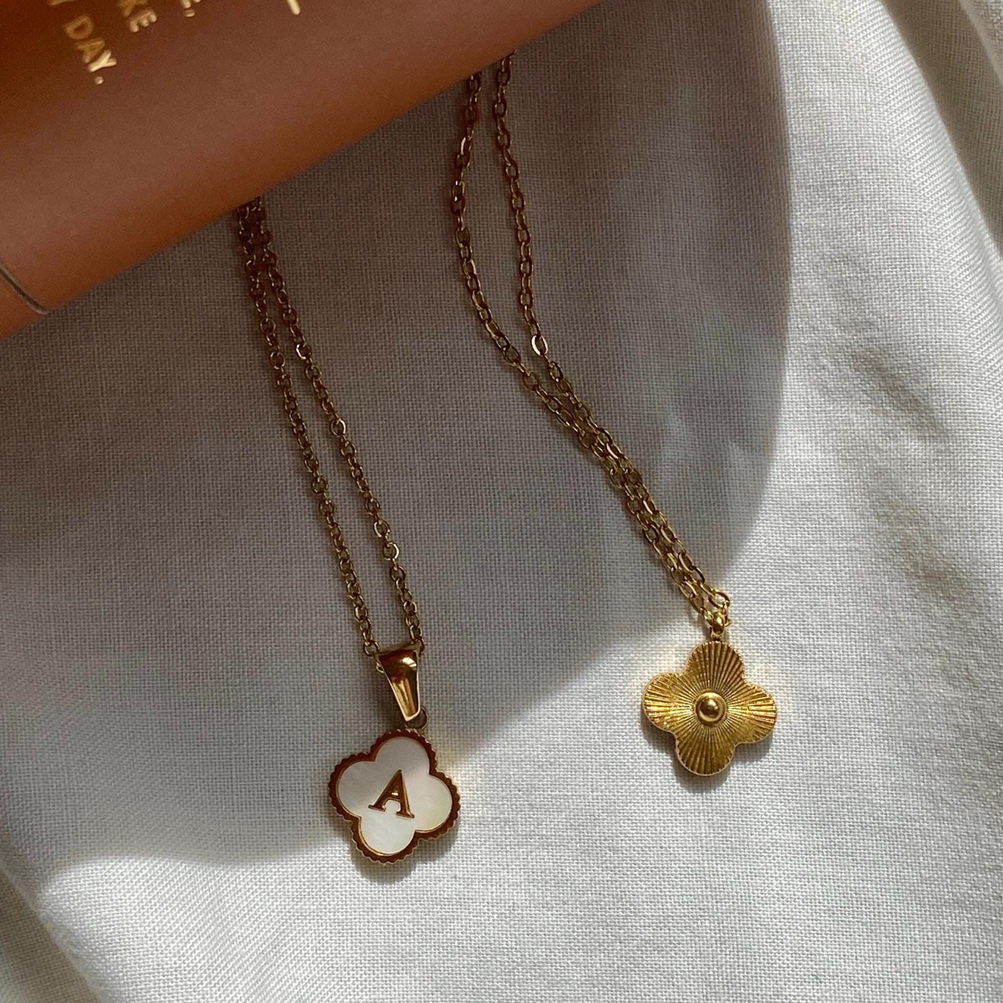 Inlaid Shell Pendant | Clover Pendant | Initial Pendant