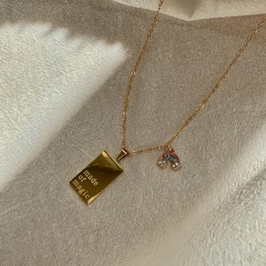 Gold Anhänger Halskette | Goldkette mit Gravur | 18k vergoldet Halskette | Edelstahl Halskette | süße Kette mit Anhänger