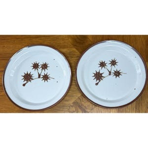 2 Dansk Designs Denmark Frost 8.5" Salad Plates Brown Studio Pottery Vintage