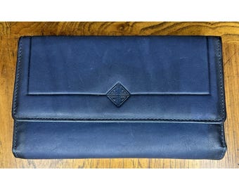 Princess Gardner Stasher Secretary Checkbook Wallet Navy Leather Vintage GC