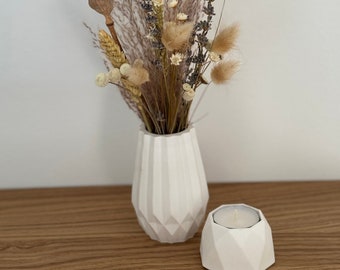 Mini dried flower bouquet/ tealight holder/ dried flower bouquet with vase/ handmade vase and tealight holder/ gift/ decoration/ DIY