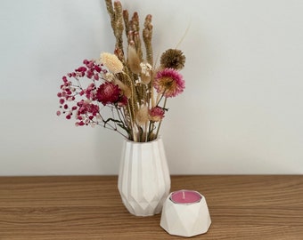 Mini dried flower bouquet/ tealight holder/ dried flower bouquet with vase/ handmade vase and tealight holder/ gift/ decoration/ DIY