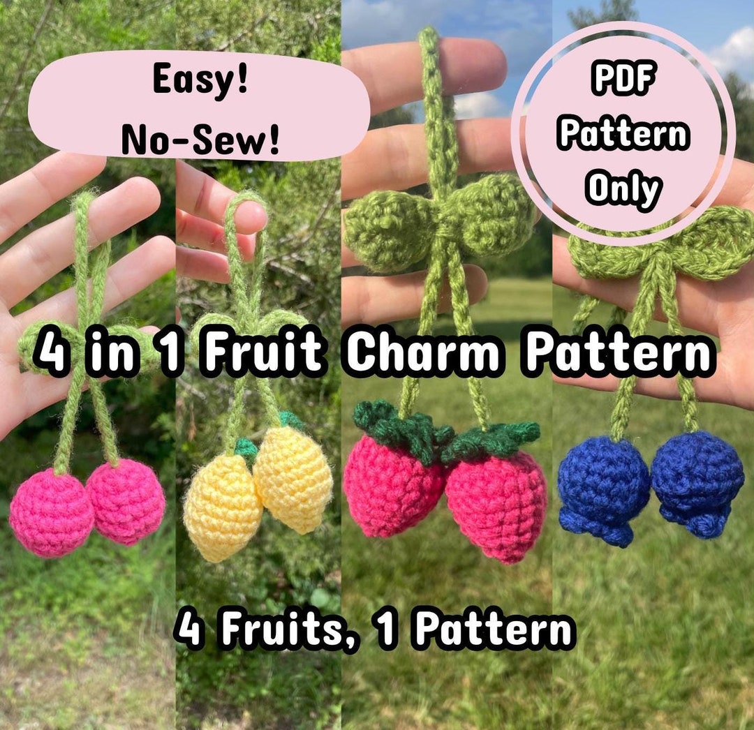 4 in 1 Crochet Fruit Charm Pattern | Easy | No-sew - Etsy
