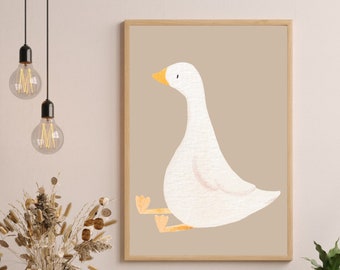Cute Goose Printable Animated Animal Print Neutral Kids Decor Silly Goose Wall Art Nursery decorer  Playroom Wall Art Playroom Wall Print