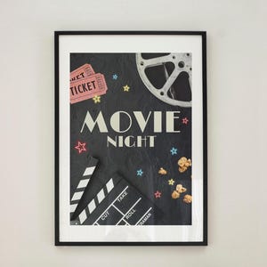 Movie Room Decor Home Cinema Wall Art for Movie Room Print Movie Night Sign for Theatre Room Movie Poster Print Digital Download Movie Room