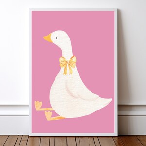 Cute Goose Printable Animated Animal Print Kids Decor Kidsroom Nursery decor Silly Goose Playroom Wallart Animated Animal Baby Girl Nursery image 2