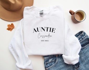 Custom Auntie Sweatshirt Gift Aunt Announcement Gift Custom Aunty Jumper Personalized Aunty Sweater Auntie Thank you gift New Auntie Gift