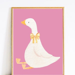 Cute Goose Printable Animated Animal Print Kids Decor Kidsroom Nursery decor Silly Goose Playroom Wallart Animated Animal Baby Girl Nursery image 4