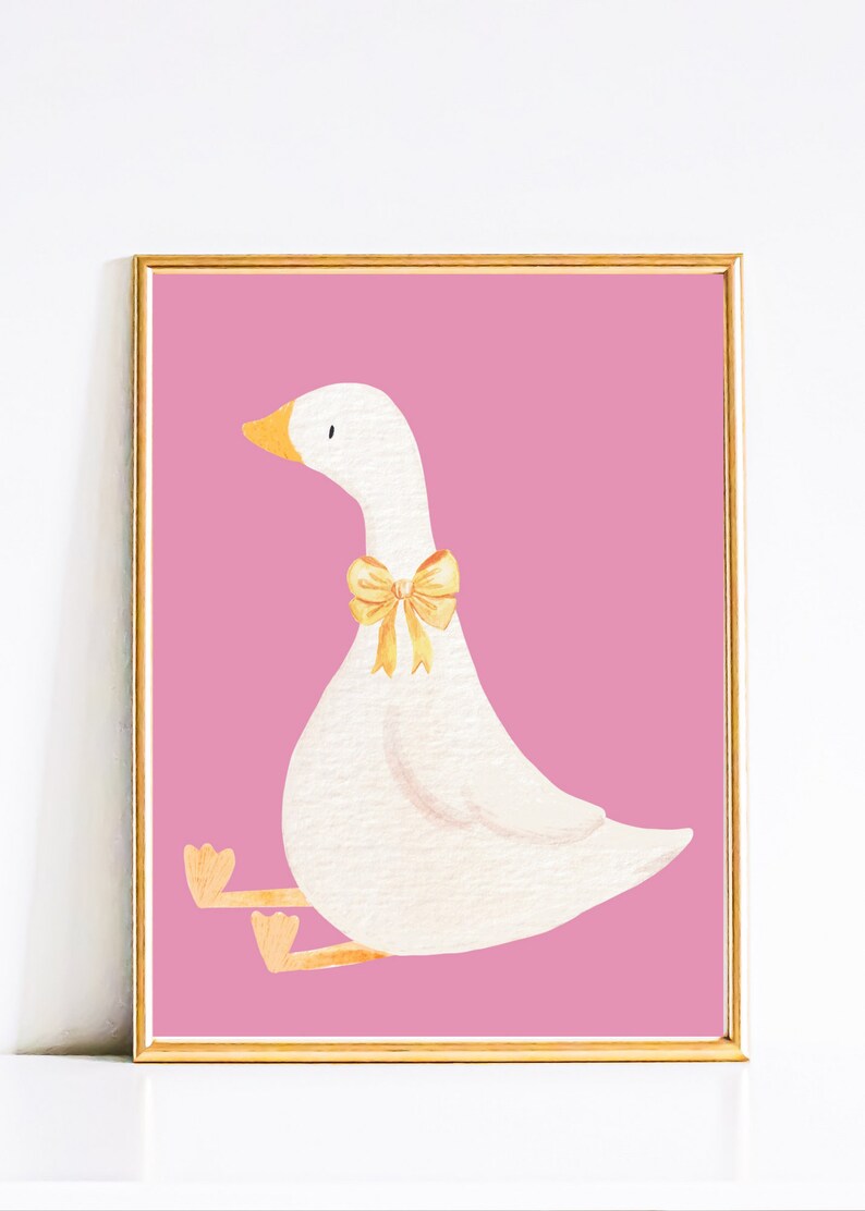 Cute Goose Printable Animated Animal Print Kids Decor Kidsroom Nursery decor Silly Goose Playroom Wallart Animated Animal Baby Girl Nursery image 4