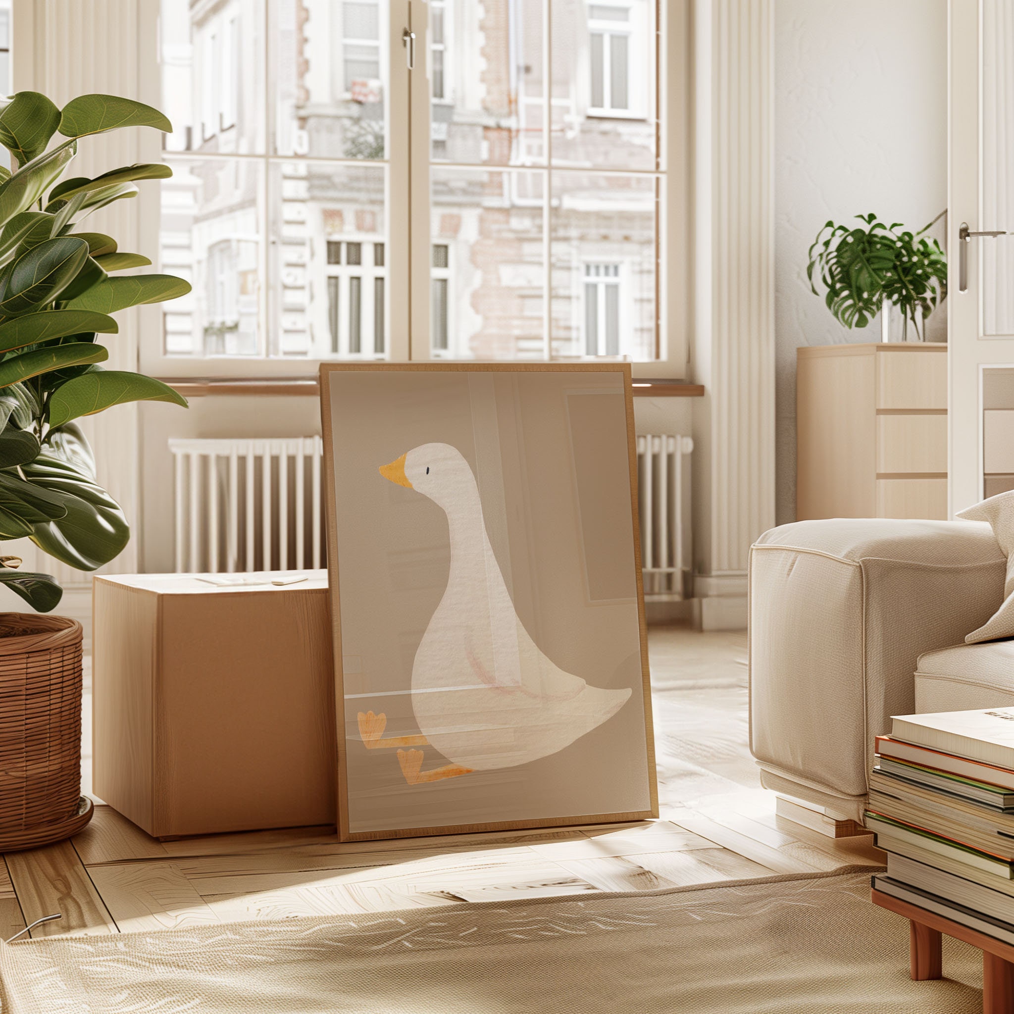 Cute Goose Printable Animated Animal Print Neutral Kids Decor Silly ...