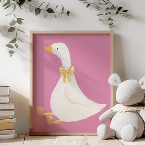 Cute Goose Printable Animated Animal Print Kids Decor Kidsroom Nursery decor Silly Goose Playroom Wallart Animated Animal Baby Girl Nursery image 1