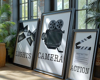 Home Theatre Printable Home Cinema Wall Art Snack Bar Vintage Cinema Print Bundle Movie Room Print Retro Movie Print for Cinema Room Decor