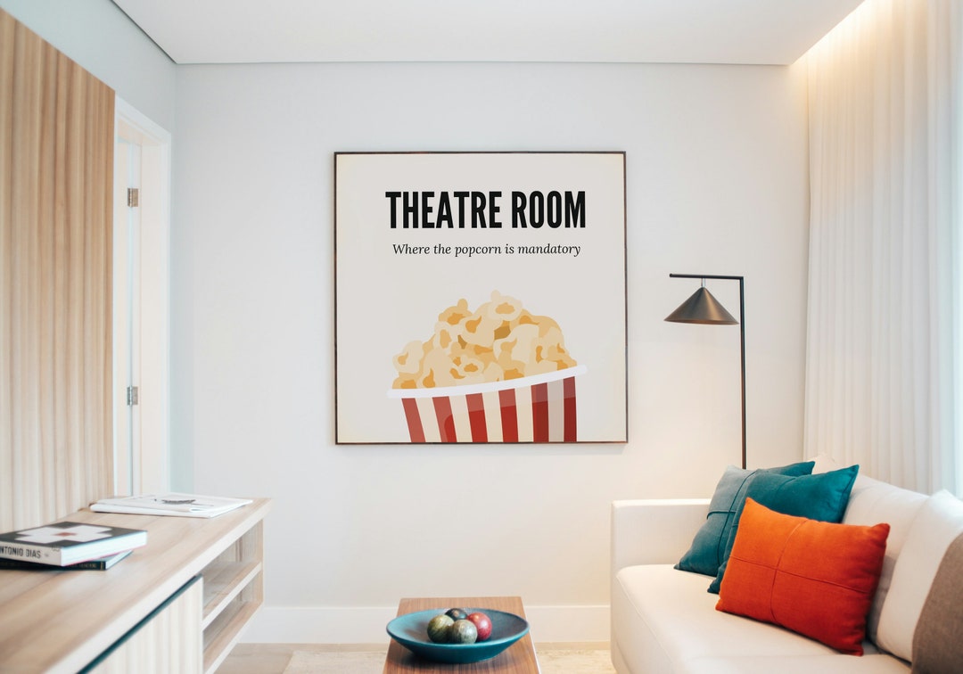 Home Cinema Wall Decor Theatre Room Wall Print for Movie Room Popcorn ...
