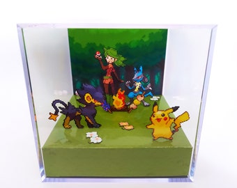 Customisable Pokemon Diorama Cube - Gift for retro gamers - Perfect present for special occasions - Video game decor