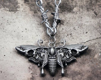 Estilo gótico, collar de polilla de la muerte unisex, regalo de mariposa, accesorio de joyería