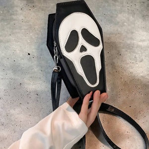 Bolso de mano de fantasma de Halloween para mujer, bolso de pecho inusual y divertido, bolsos cruzados de hombro de Anime con cara de fantasma, bolso oscuro gótico Punk, bolso de cara de fantasma imagen 2