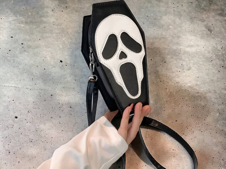 Bolso de mano de fantasma de Halloween para mujer, bolso de pecho inusual y divertido, bolsos cruzados de hombro de Anime con cara de fantasma, bolso oscuro gótico Punk, bolso de cara de fantasma imagen 2