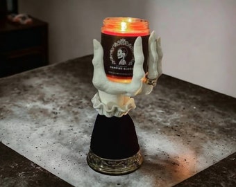 Decoración de Halloween, Vela de Mano de Bruja, Soporte de Escritorio de Resina, Candelabro Gótico, Adornos para el Hogar, Arte de Terror de Halloween, Regalo de Accesorios