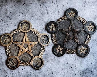 Portacandele Pentagramma, Piatto da altare per candele Decorazione cerimonia Coppa Portacandele Portacandele da tè per Tarocchi