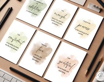 Watercolor I Am Affirmation Cards For Adults, I Am Everything Cards, Gratitude Daily Motivation Cards, Affirmation Cards For Anxiety