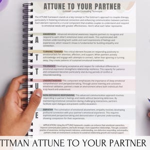 ATTUNE Método Gottman Terapia de Casais Exercícios de Aconselhamento Matrimonial Ferramentas de Comunicação de Relacionamento Conexão Mestre Imprimível