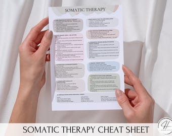 Somatic Therapy Cheat Sheet, Nervous System Regulation Guide, Polyvagal Theory, Trauma Healing, Body Awareness, Grounding Tools PDF download