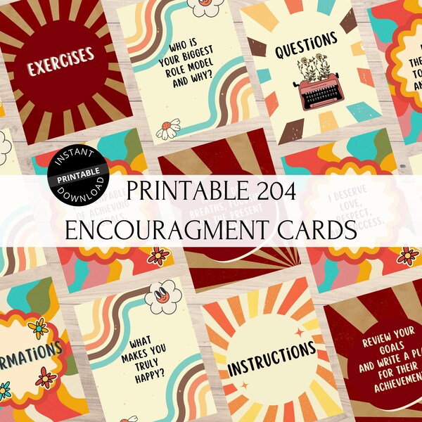 Retro Modern Encouragement Affirmation Cards Stay Positive Manifest Daily Motivation You Are Enough Mental Health Support Healing
