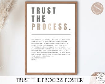 Trust The Process Poster. Overthinker Gift, Funny Poster, Inspirational Quotes, Humorous Wall Art, Introvert Print, Digital Prints