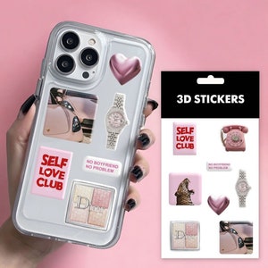 "3D-Aufkleber ""Pink lover"" Set mit 8 Aufklebern."