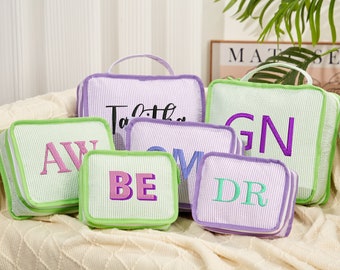 Personalized Nylon Packing Cube Embroidered Packing Pouches Organized Pouches For Suitcase Travel Cubes Labeled Packing Cube Gift For Mother