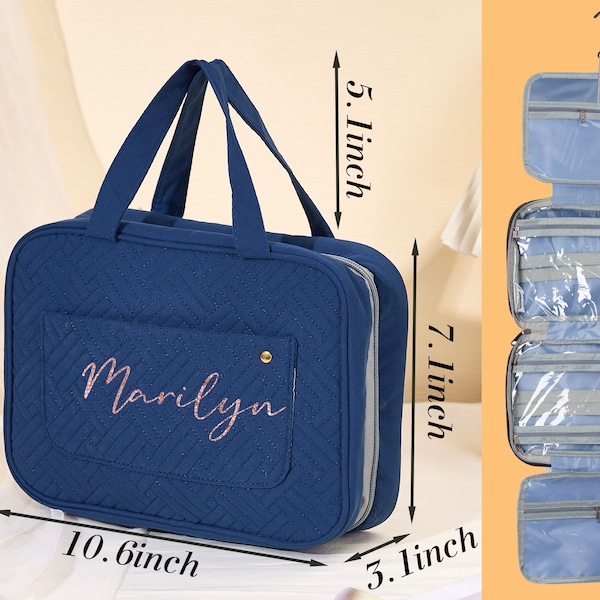 Personalized Hanging Toiletry Bag Custom Cosmetic Bag Toiletry Organizer Hanging Wash Bag Travel Makeup Organizer Gift For Mom Gift for Her